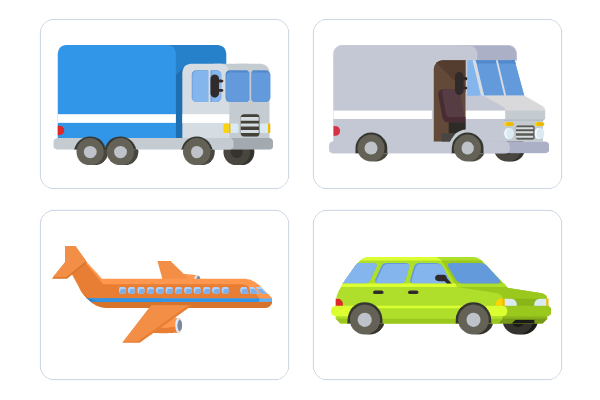 picture with 3 cars and a plane for the Choose the odd one out puzzle